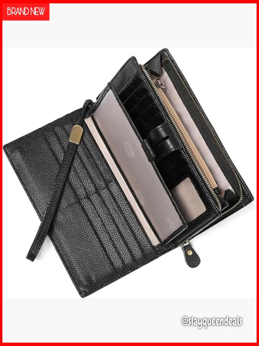 Large Capacity RFID Blocking Leather Wallet with Checkbook Holder